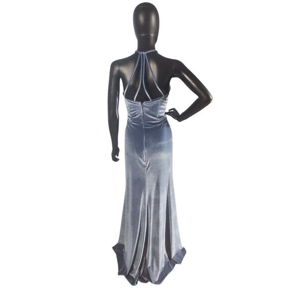 NWOT Slate Stretch Velvet Multi-Strap Maxi Formal Dress - Mori Lee - Picture 5 of 9